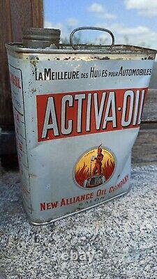Ancien bidon d huile ACTIVA OIL Le diable sur l auto 2 litres NEW ALLIANCE OIL