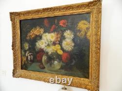 Ancien grand tableau, Nature Morte, huile sur toile