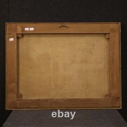 Ancien paysage pêcheurs peinture ruines caprice tableau huile sur toile 700
