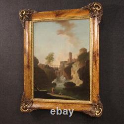 Ancien paysage tableau italien huile sur toile peinture 18ème siècle 700