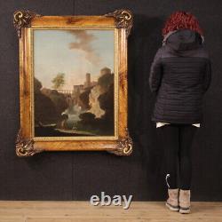 Ancien paysage tableau italien huile sur toile peinture 18ème siècle 700