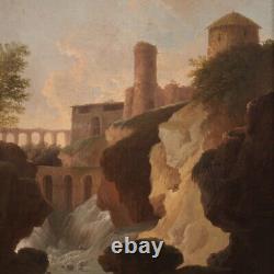 Ancien paysage tableau italien huile sur toile peinture 18ème siècle 700