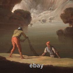 Ancien paysage tableau italien huile sur toile peinture 18ème siècle 700