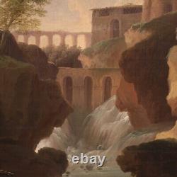 Ancien paysage tableau italien huile sur toile peinture 18ème siècle 700