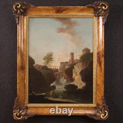 Ancien paysage tableau italien huile sur toile peinture 18ème siècle 700