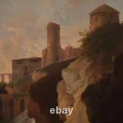 Ancien paysage tableau italien huile sur toile peinture 18ème siècle 700