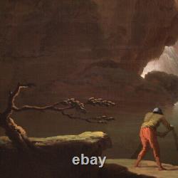 Ancien paysage tableau italien huile sur toile peinture 18ème siècle 700
