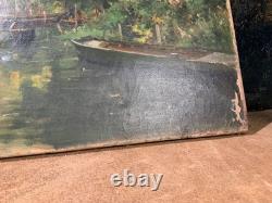 Ancien peinture huile sur toile, à restaurer, Jules Petillion (1845 1899)