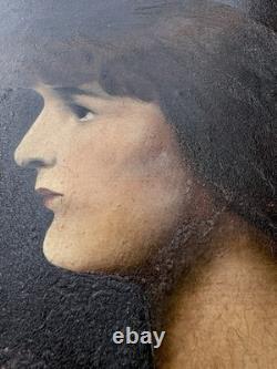 Ancien portrait Renaissance signé J. Javez 1892 Huile sur panneau