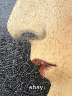 Ancien portrait Renaissance signé J. Javez 1892 Huile sur panneau