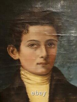 Ancien portrait XIX ème s, huile sur toile