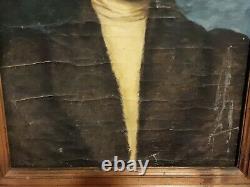 Ancien portrait XIX ème s, huile sur toile