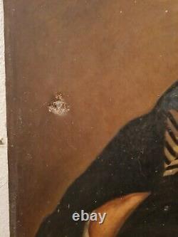 Ancien portrait d'homme huile sur toile XIX ème s