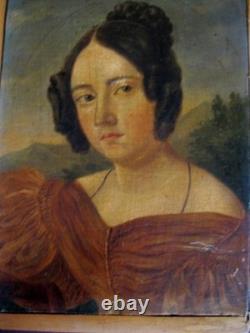 Ancien portrait de femme 1835 Empire Boilly huile sur toile wall painting