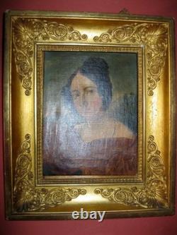 Ancien portrait de femme 1835 Empire Boilly huile sur toile wall painting