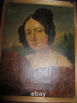 Ancien portrait de femme 1835 Empire Boilly huile sur toile wall painting