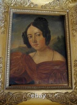 Ancien portrait de femme 1835 Empire Boilly huile sur toile wall painting