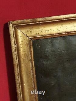 Ancien portrait de femme, huile sur toile, fin XVIII ème s, cadre doré