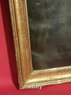 Ancien portrait de femme, huile sur toile, fin XVIII ème s, cadre doré