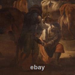 Ancien tableau 17ème siècle peinture huile sur toile scène de genre 600