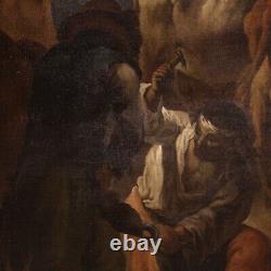 Ancien tableau 17ème siècle peinture huile sur toile scène de genre 600