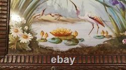 Ancien tableau Huile sur Plaque de porcelaine Art Nouveau