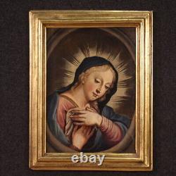 Ancien tableau Madone peinture religieuse huile sur toile art 18ème siècle