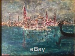 Ancien tableau Marine à Venise Gondole Huile sur toile