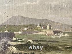 Ancien tableau XIX 19 marine bord de mer animé bretagne bateau port peinture hst Ancien tableau XIX 19 marine bord de mer animé bretagne bateau port peinture hst