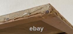 Ancien tableau XIX 19 marine bord de mer animé bretagne bateau port peinture hst