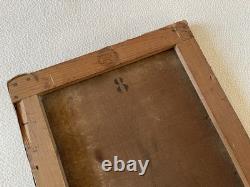 Ancien tableau XIX 19 marine bord de mer animé bretagne bateau port peinture hst