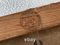 Ancien tableau XIX 19 marine bord de mer animé bretagne bateau port peinture hst