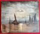 Ancien Tableau Xix Marine Mer Bateau Clair De Lune Orientaliste Venise Peinture
