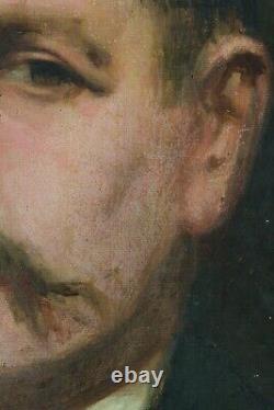 Ancien tableau beau portrait de jeune homme impressionniste es. Manet Degas hst