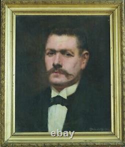 Ancien tableau beau portrait de jeune homme impressionniste es. Manet Degas hst