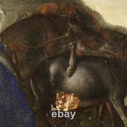 Ancien tableau bucolique peinture huile sur toile paysage 17ème siècle 600