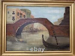 Ancien tableau huile paysage Canal à Venise impressionnisme F DE LA CASINCA