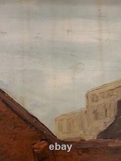 Ancien tableau huile paysage Canal à Venise impressionnisme F DE LA CASINCA