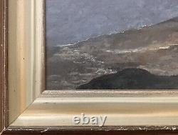 Ancien tableau huile paysage de montagne massif impressionnisme signé