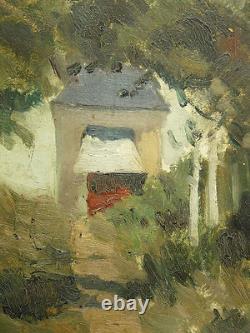 Ancien tableau huile sur carton cort signée en bas à droite école francaise