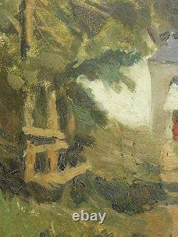 Ancien tableau huile sur carton cort signée en bas à droite école francaise