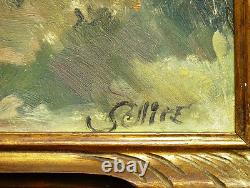 Ancien tableau huile sur carton cort signée en bas à droite école francaise