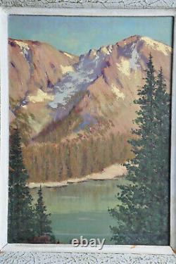 Ancien tableau huile sur panneau montagnes Signé XX Old painting mountain