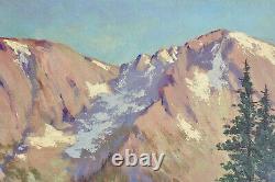 Ancien tableau huile sur panneau montagnes Signé XX Old painting mountain