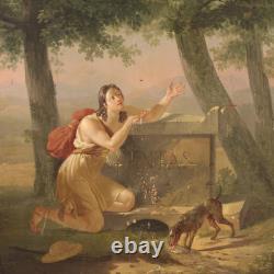 Ancien tableau huile sur panneau peinture française néoclassique 19ème siècle