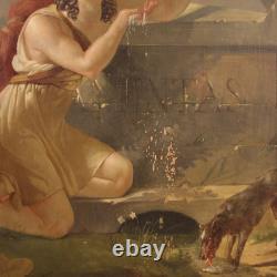 Ancien tableau huile sur panneau peinture française néoclassique 19ème siècle