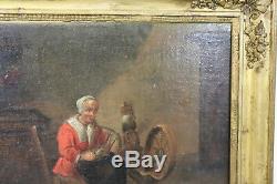 Ancien tableau huile sur toile Ecole flamande Weaver Sec XVIIIème