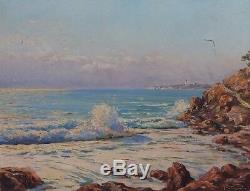 Ancien tableau huile sur toile Marc Chailloux bord de mer