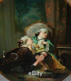 Ancien tableau huile sur toile le jeux enfantin XVIIIe Fragonard