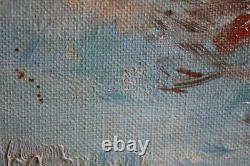 Ancien tableau huile sur toile, non signée, Quai de Seine Pont des Arts, 55x46